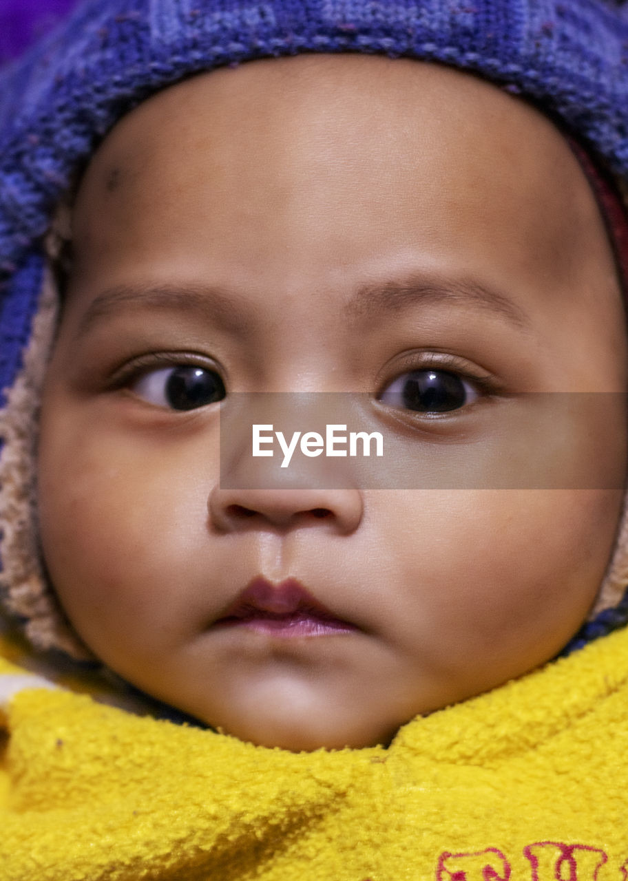 Close-up portrait of cute baby boy