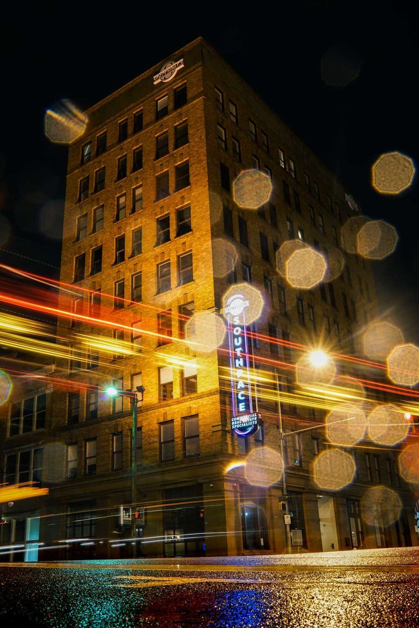 VIEW OF CITY AT NIGHT