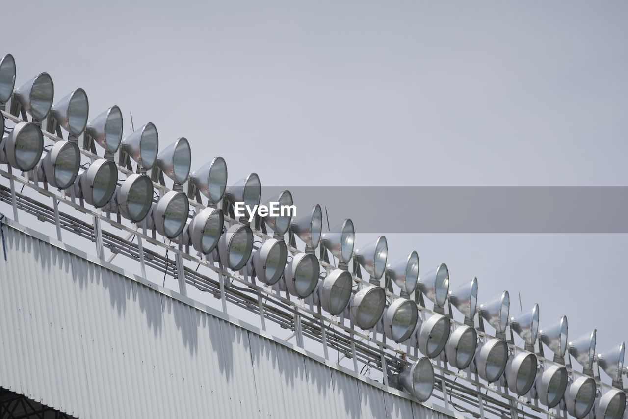 Low angle view of metallic structure against sky