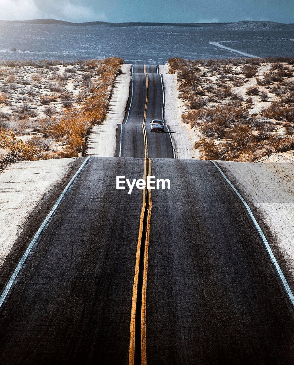 Carpet road scene over desert of california