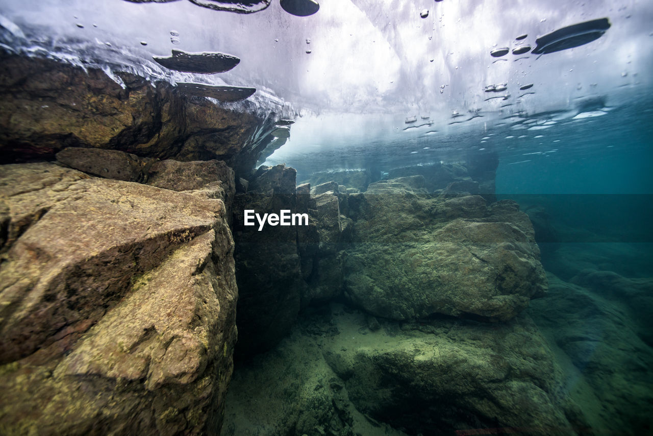 Close-up of rock formations undersea