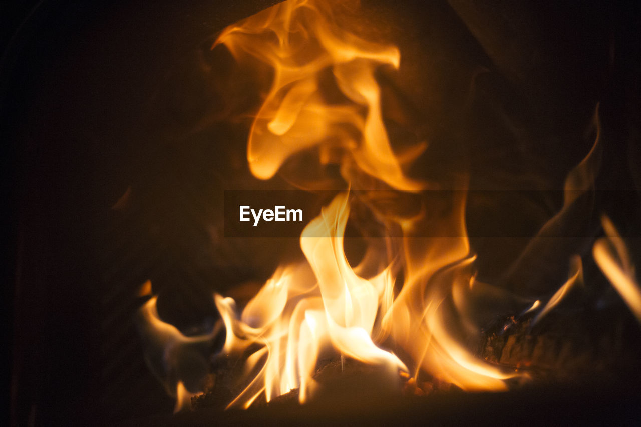 Close-up of bonfire at night