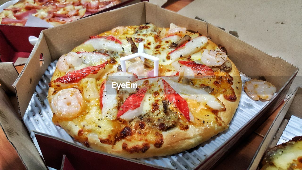 HIGH ANGLE VIEW OF PIZZA