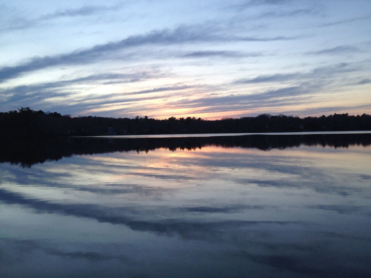 Silhouette trees reflection in lake against sky