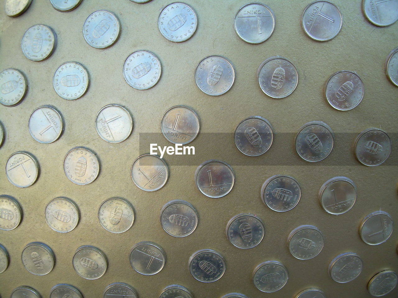 Full frame shot of coins on table