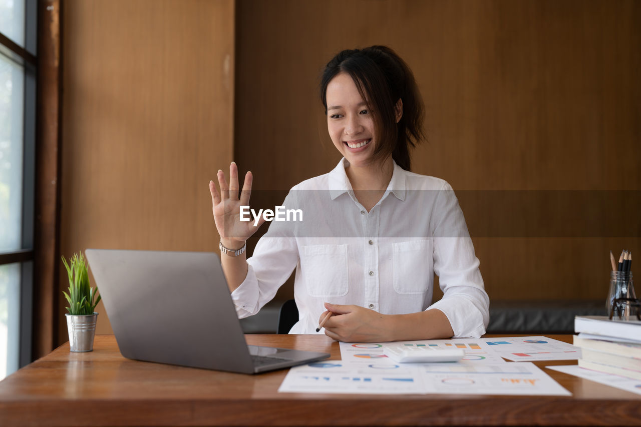 businesswoman working on table