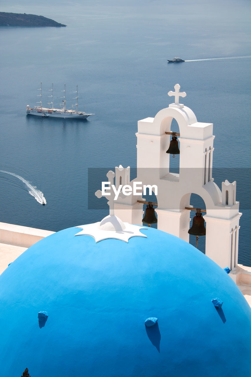 high angle view of church by sea