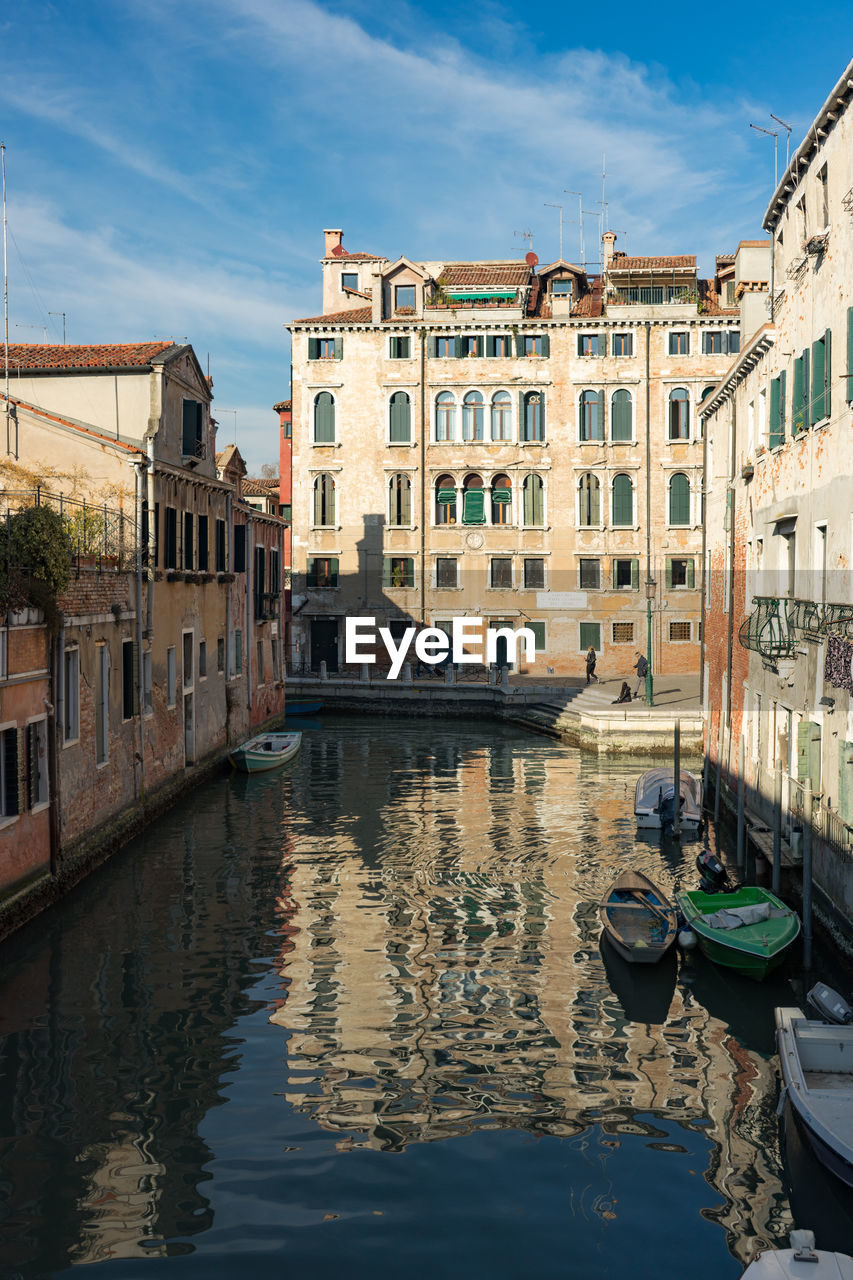 Canal passing through city buildings