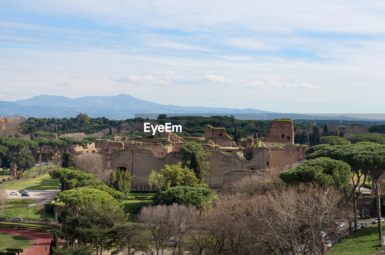 Ruins of ancient roman baths of caracalla, a thermal complex next to circo massimo in rome, italy