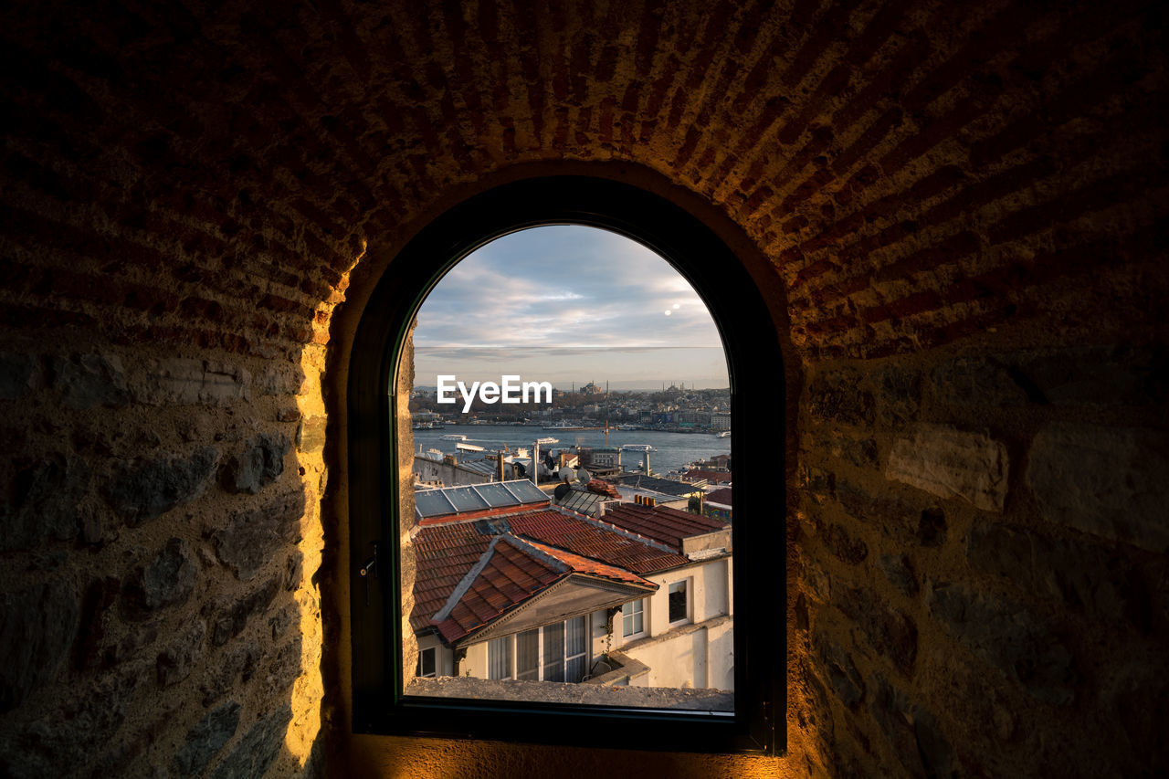 Cityscape of istanbul from a window of galata tower