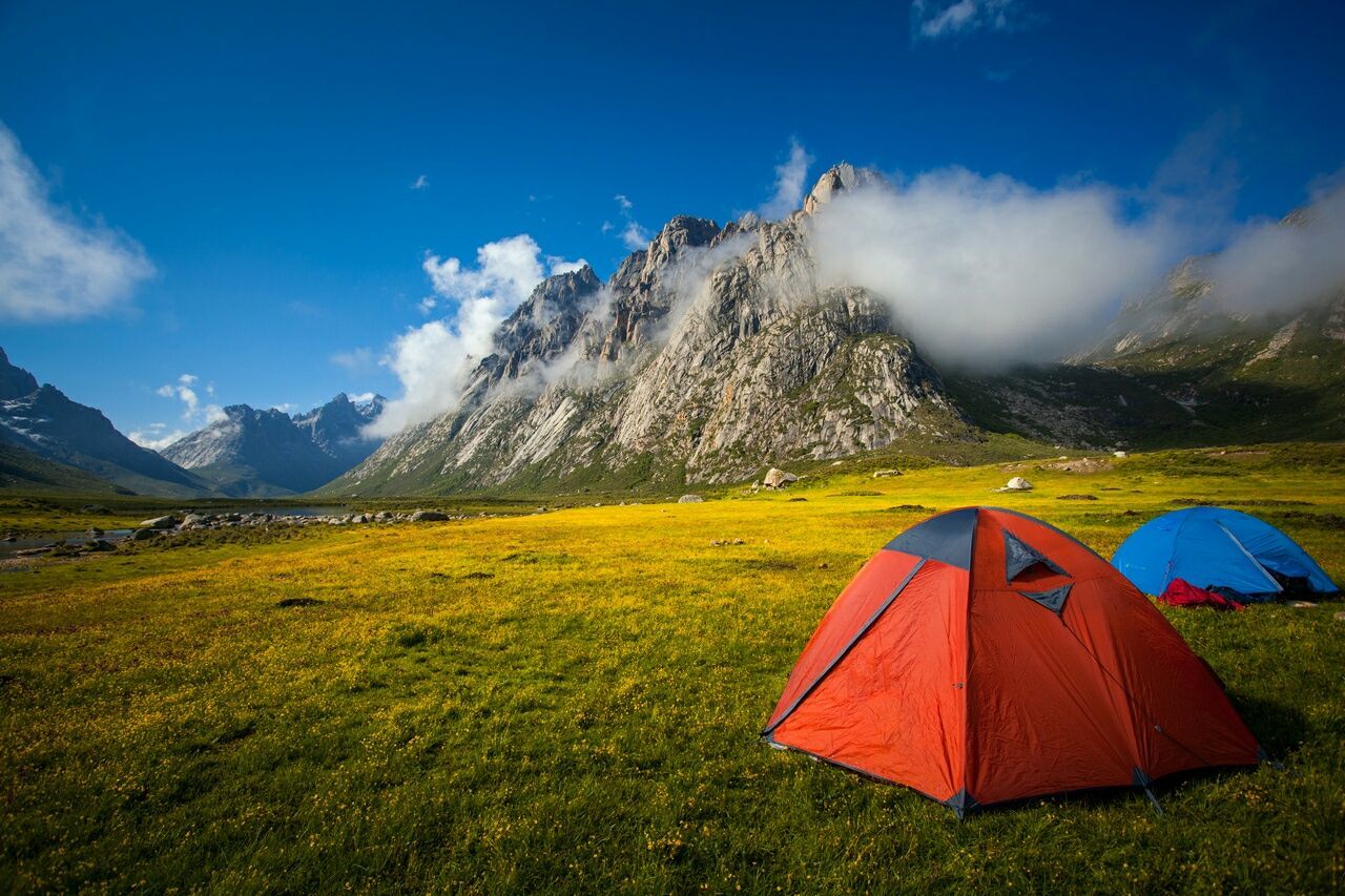 Campground on tibetan plateau