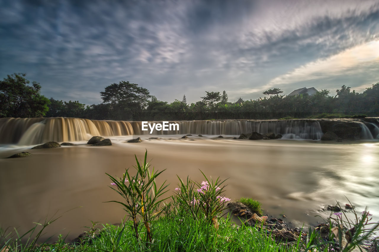 Scenic view of waterfall