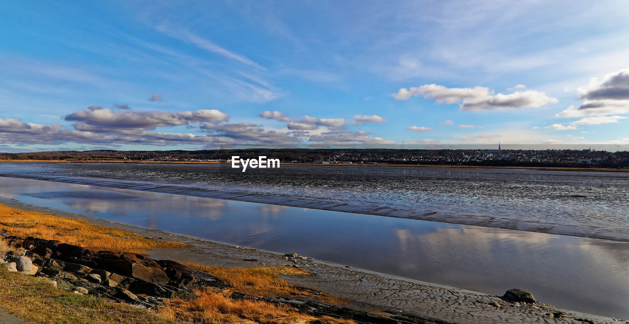 Scenic view of beach against sky