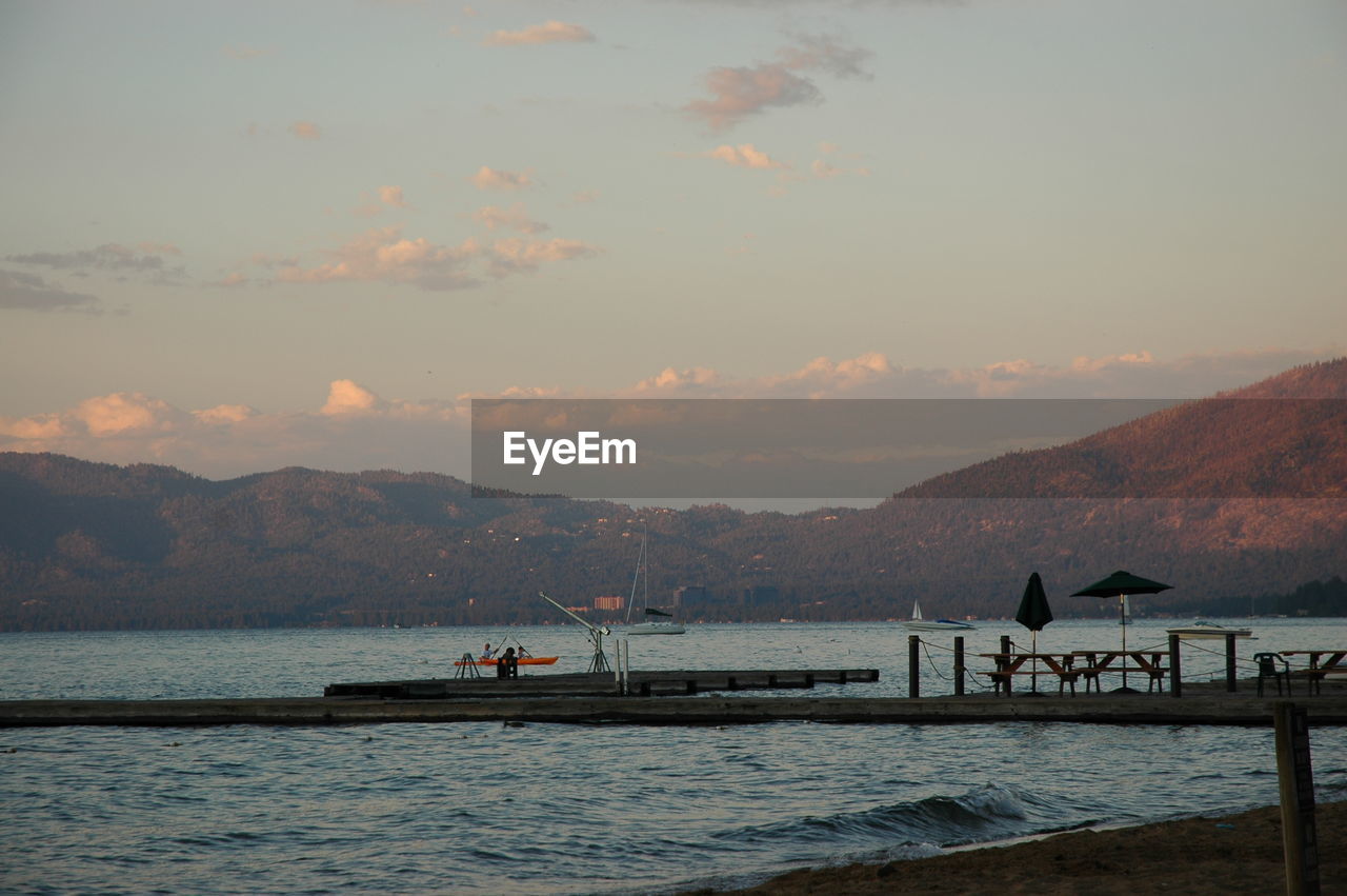 Scenic view of sunset over lake tahoe