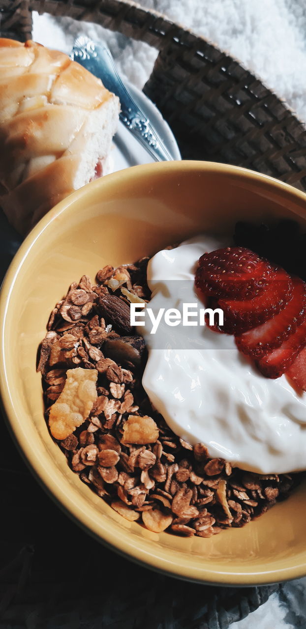 Close-up of breakfast served in bowl