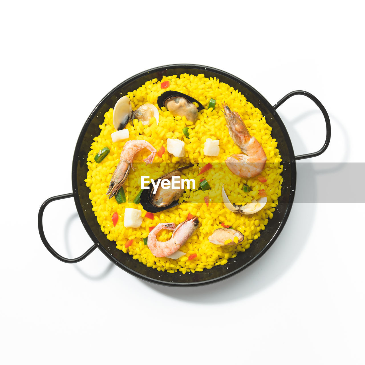 high angle view of food in bowl on white background