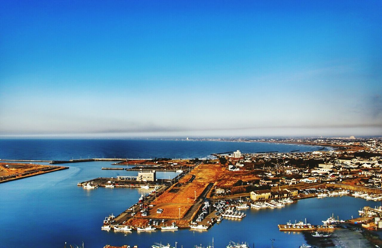 Aerial view of city at waterfront