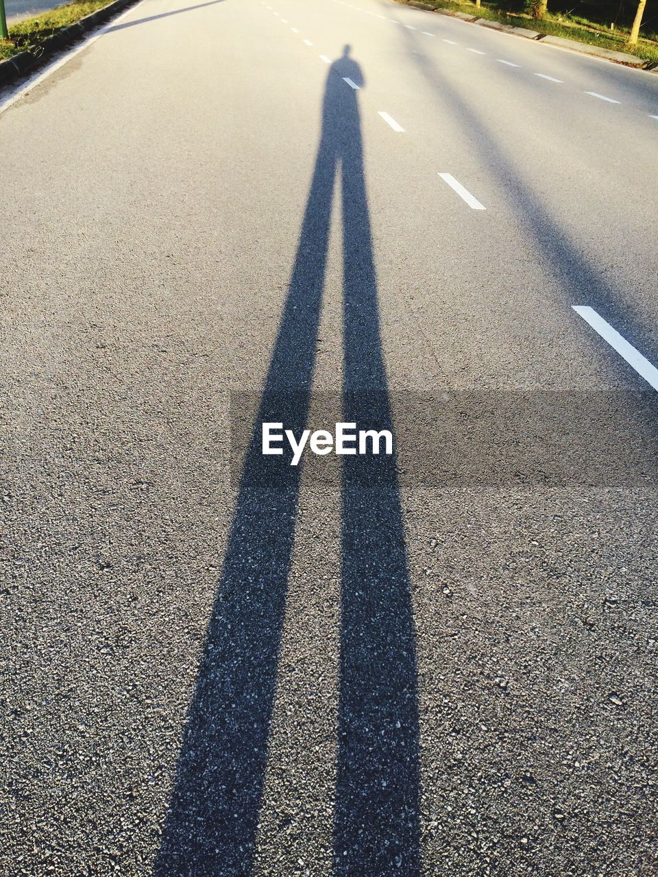 SHADOW OF PERSON ON ROAD
