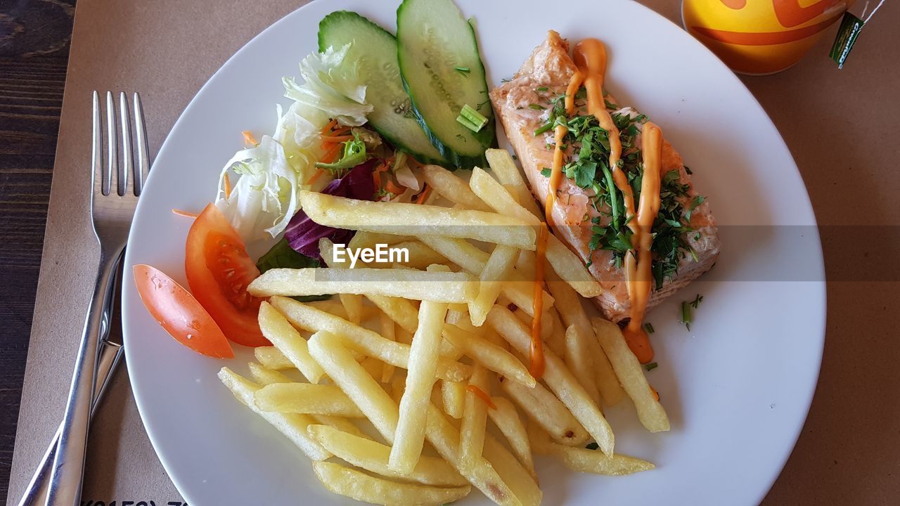 Close-up of food in plate on table