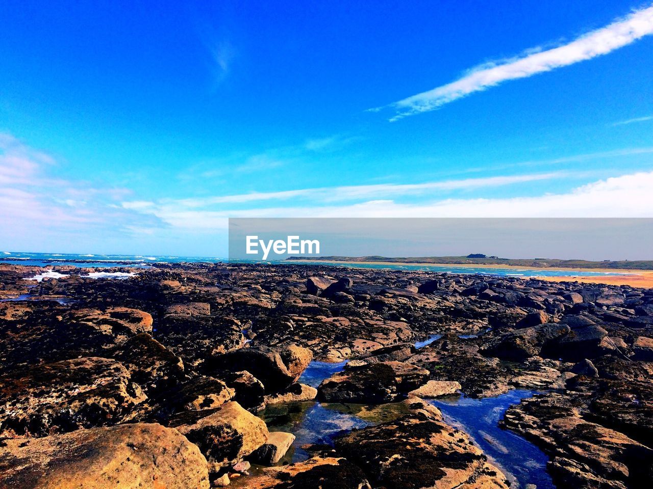 AERIAL VIEW OF SEA AGAINST BLUE SKY