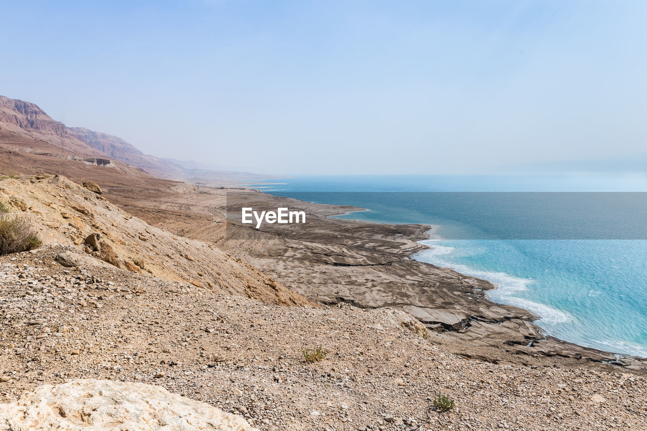 SCENIC VIEW OF BEACH AGAINST CLEAR BLUE SKY