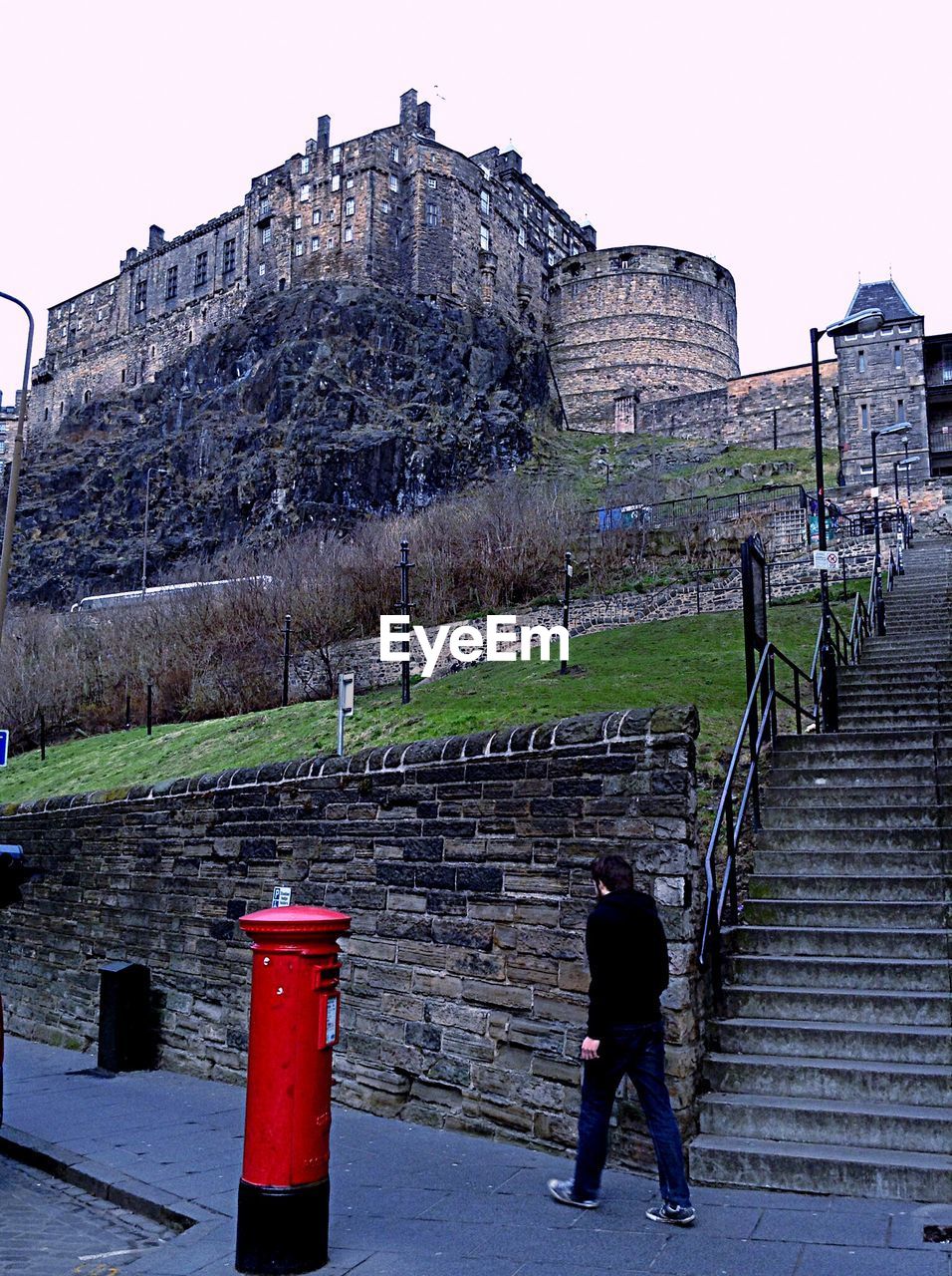 Low angle view of edinburgh castle against clear sky