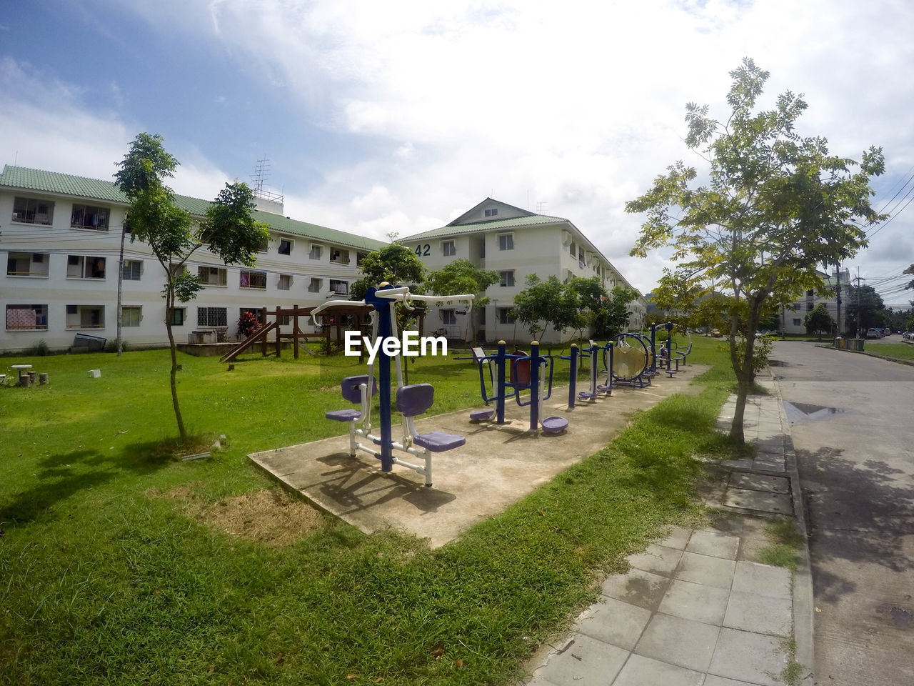 grass, tree, architecture, built structure, building exterior, sky, outdoors, day, no people, childhood