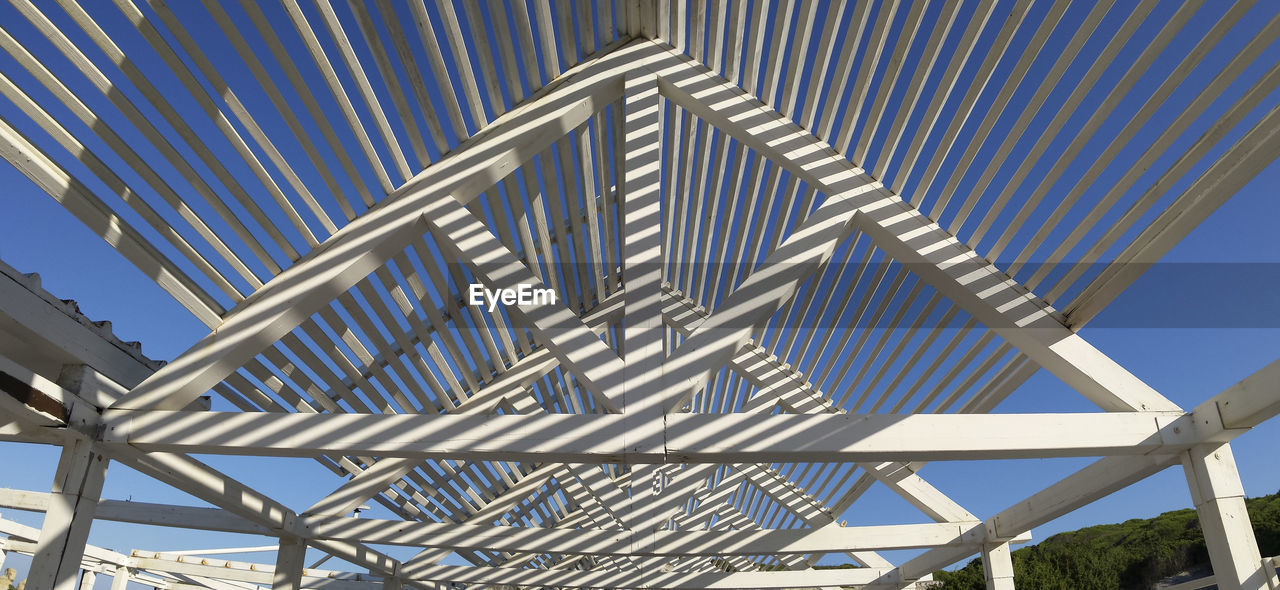 LOW ANGLE VIEW OF MODERN ROOF AGAINST SKY