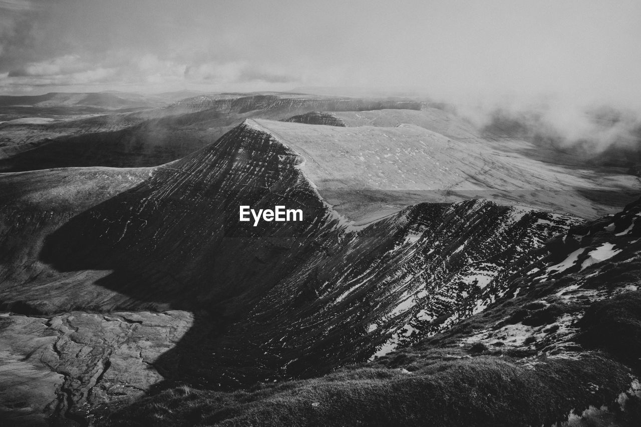 Aerial view of snowcapped mountains