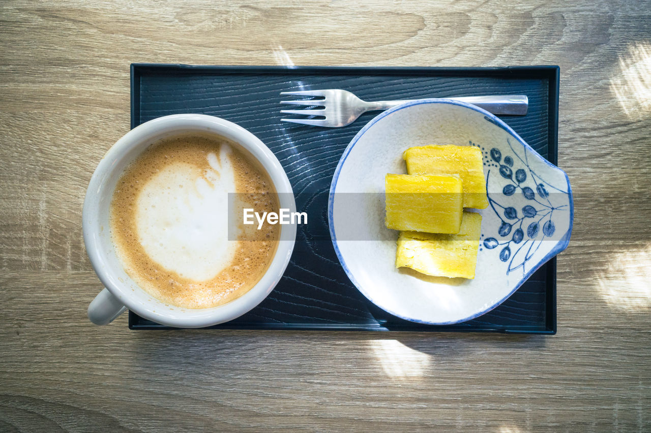 Directly above shot of breakfast on table