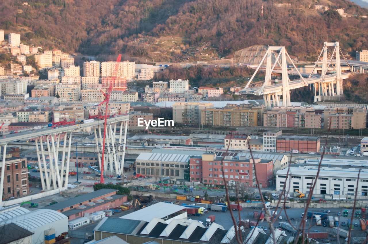 HIGH ANGLE VIEW OF BUILDINGS AND CITY