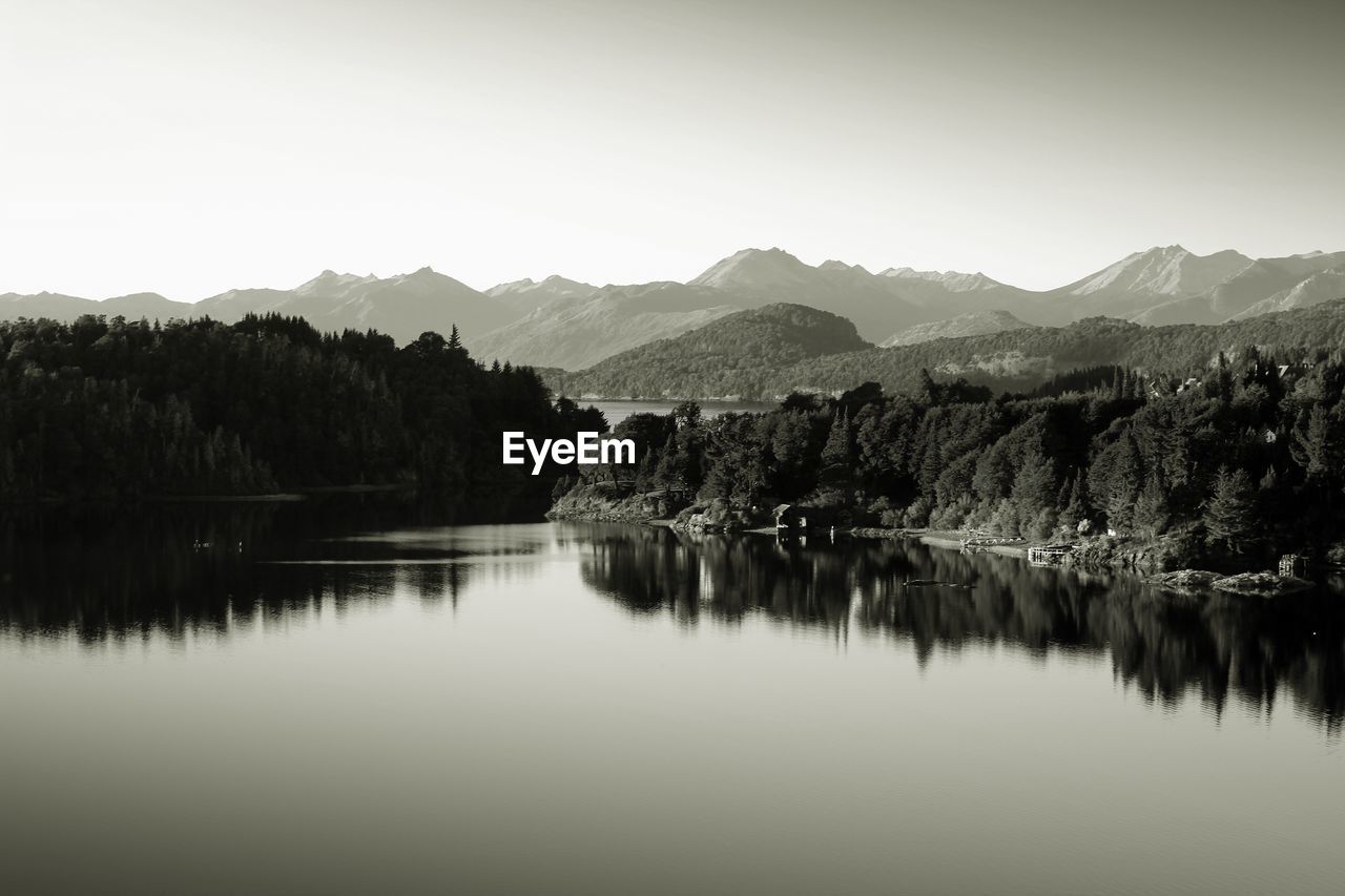 SCENIC VIEW OF LAKE AGAINST CLEAR SKY