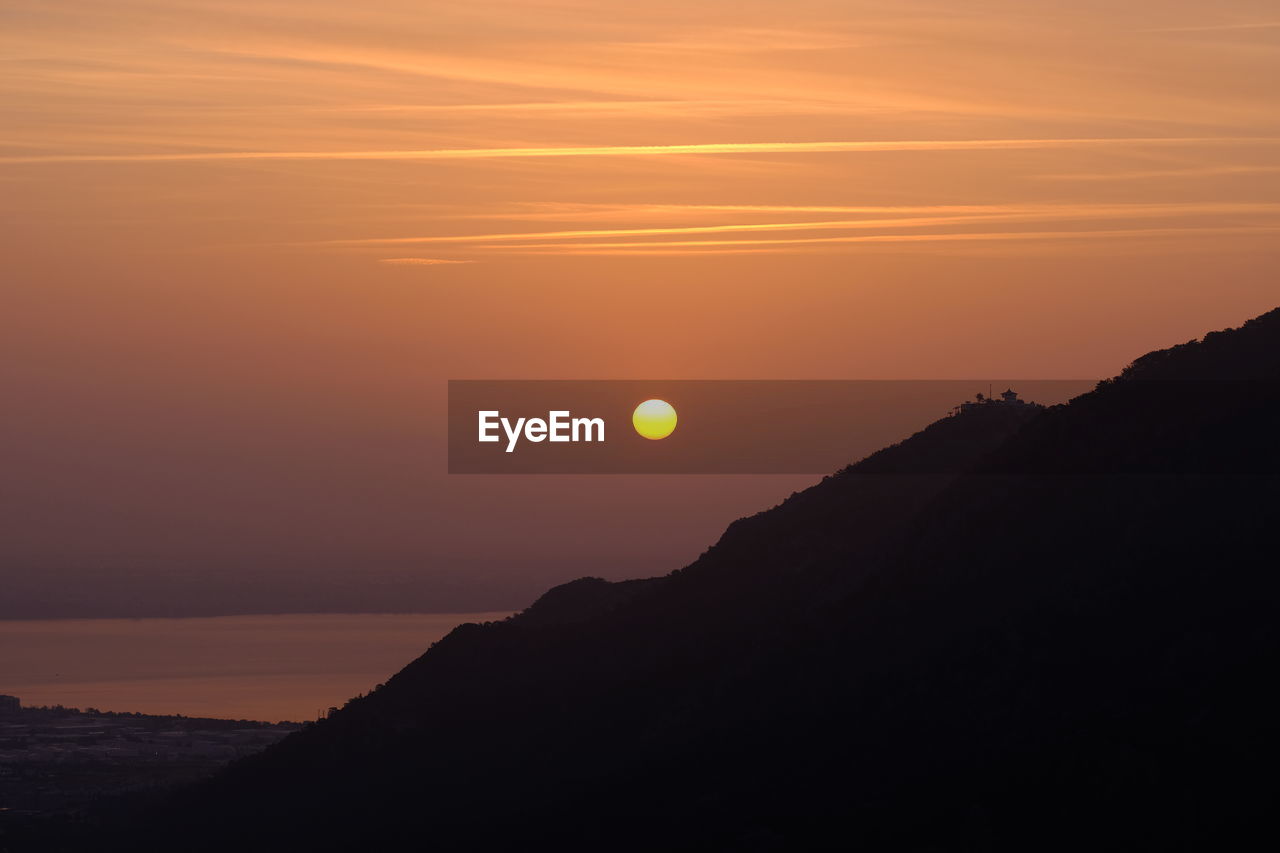 SCENIC VIEW OF SEA AGAINST SKY AT SUNSET