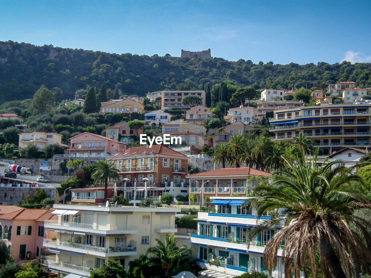 High angle view of town