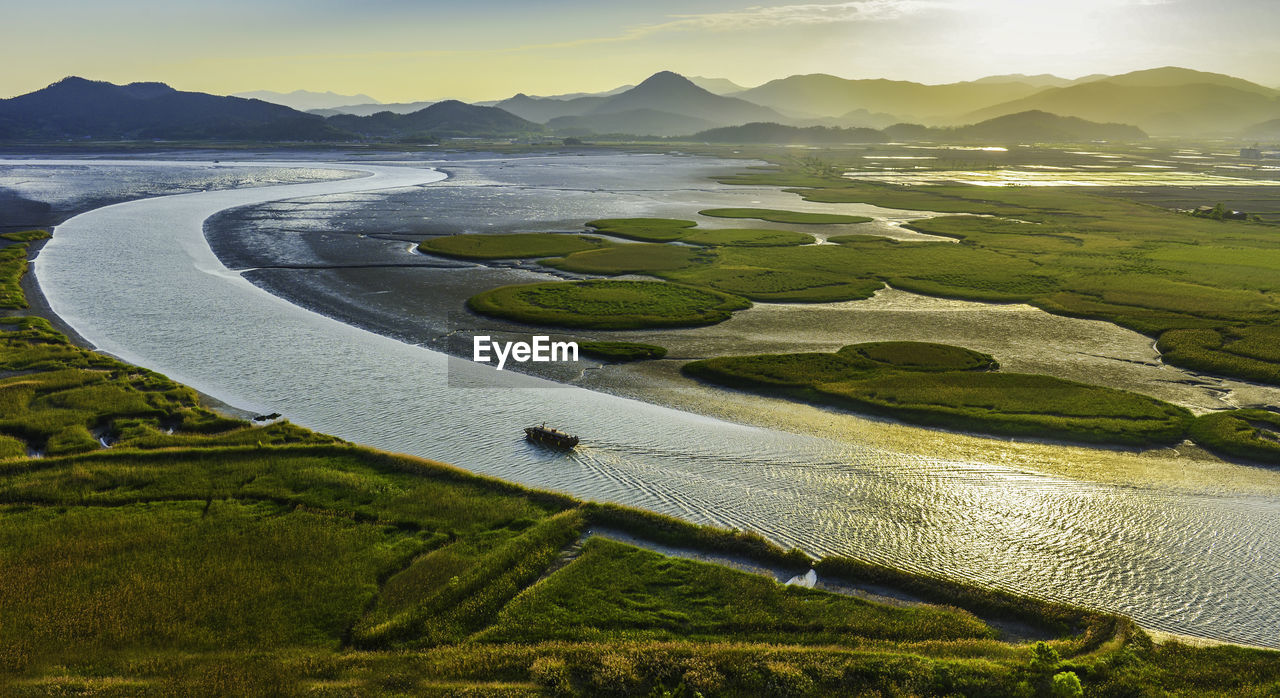 Sunset at suncheon bay ecological park in south korea.