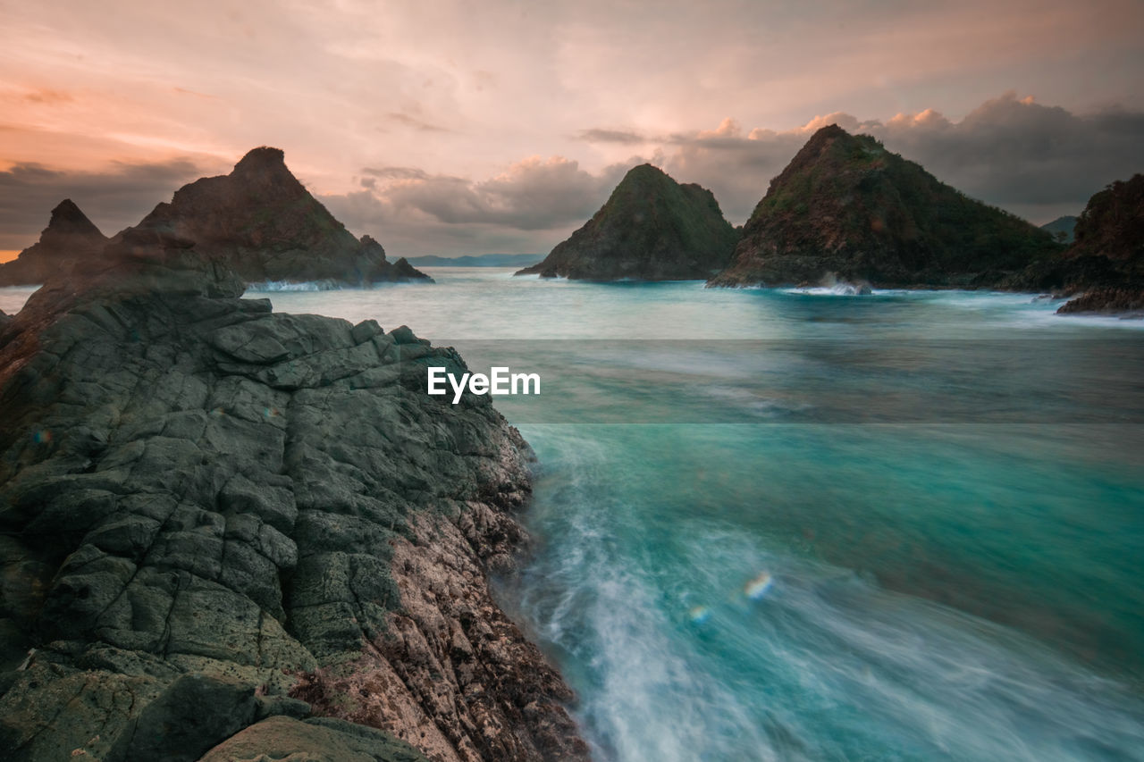 Scenic view of sea against sky during sunset