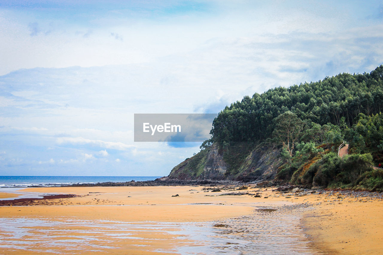 Scenic view of beach against sky