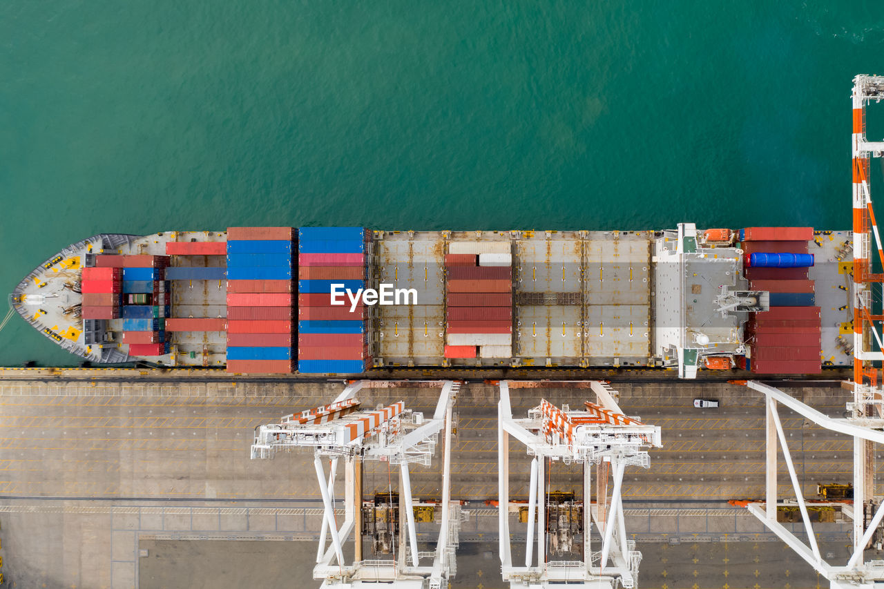 Container ship terminal, and quay crane of container ship at industrial port 