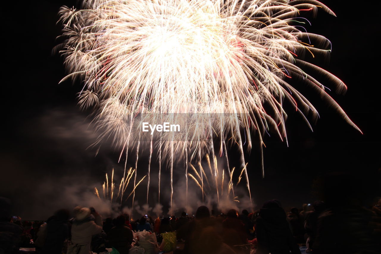 Firework display at night