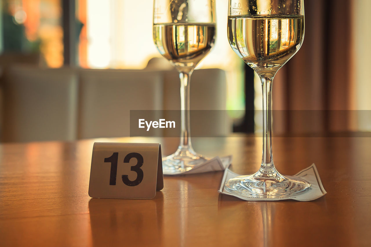 Close-up of wine on table