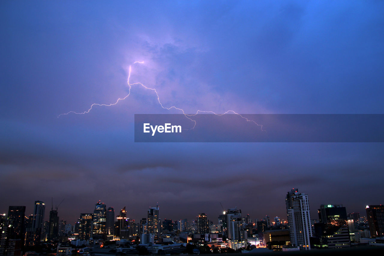 Low angle view of lightning storm