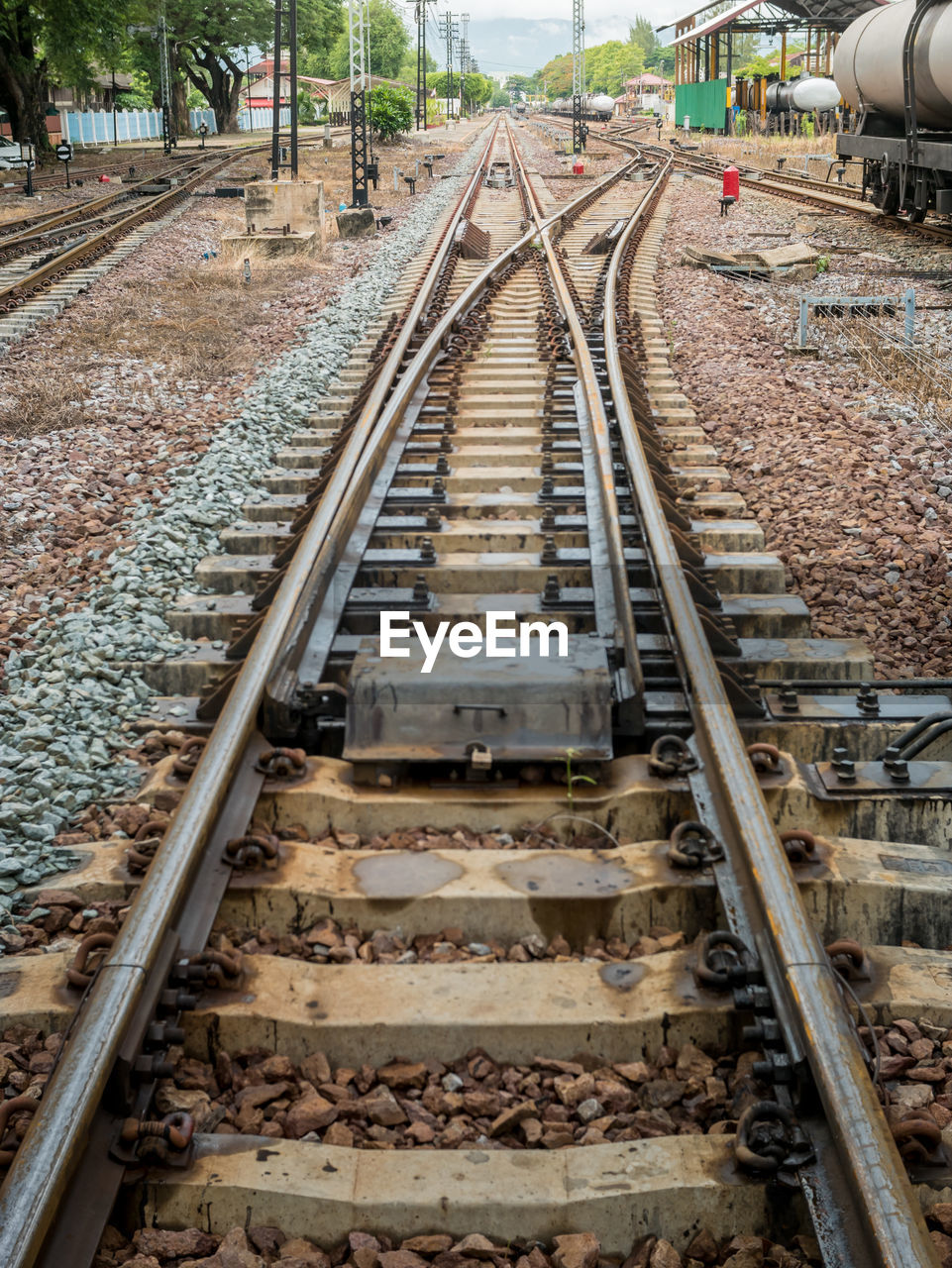 High angle view of railroad tracks 