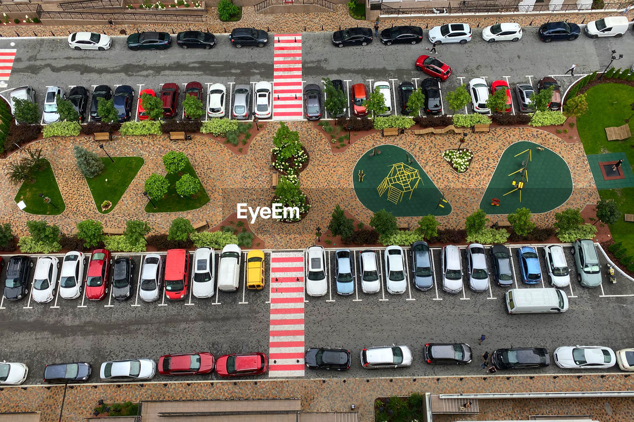 High angle view of street from the rooftop