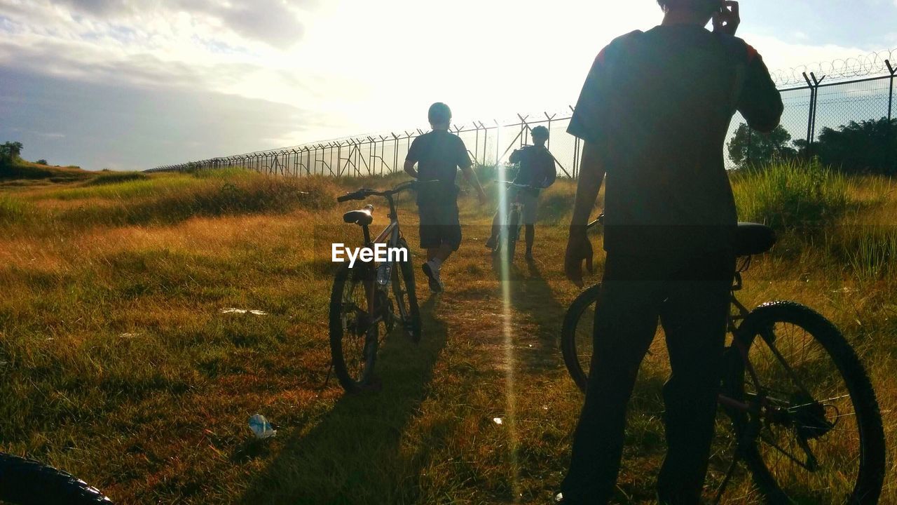 Person riding bicycle on road