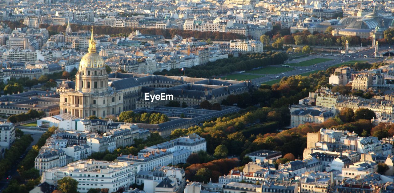 High angle view of buildings in city