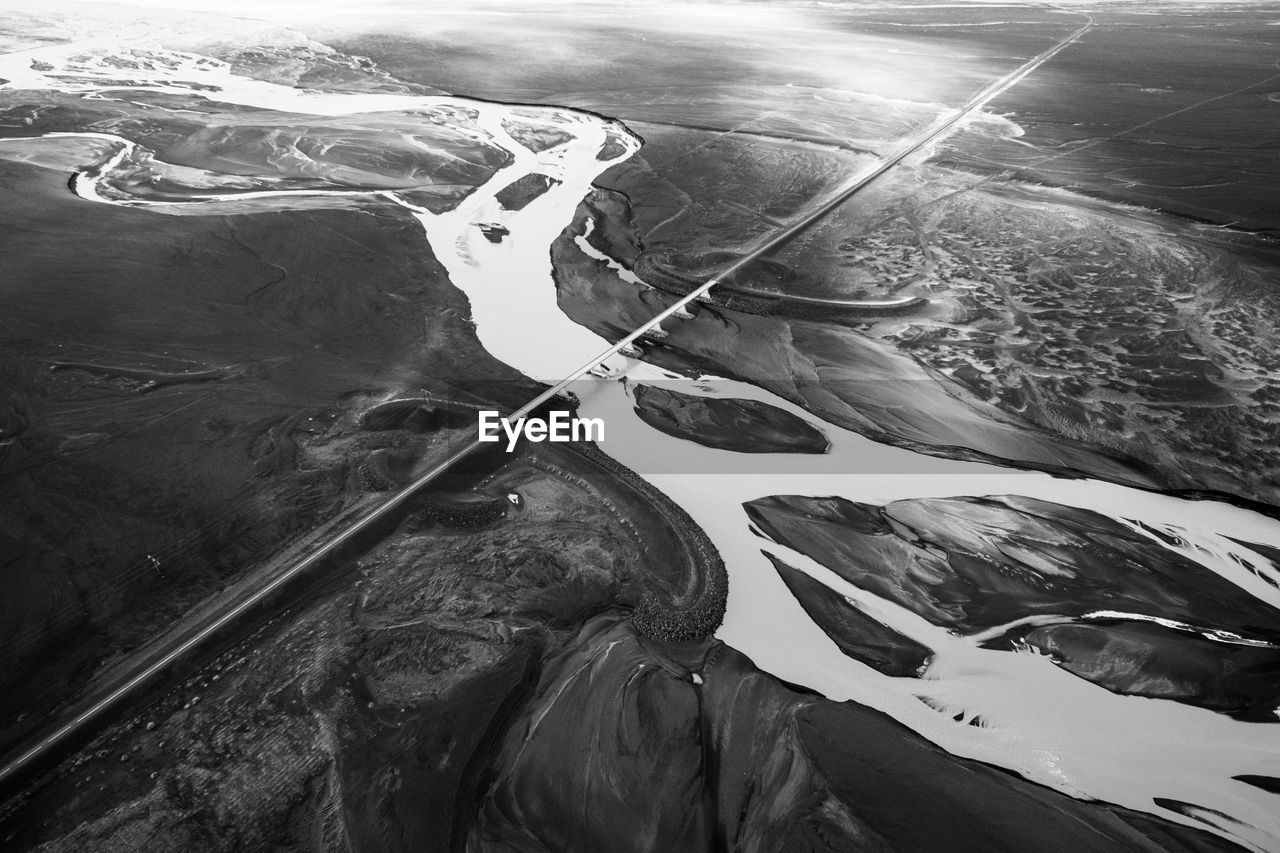 Aerial view of bridge over river