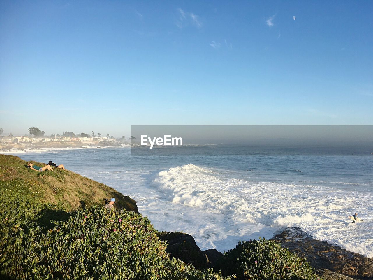 Scenic view of sea against clear sky