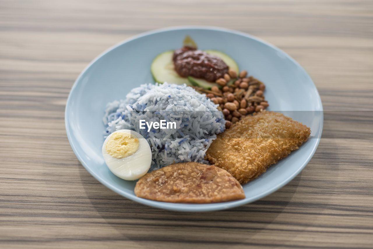 High angle view of food on table