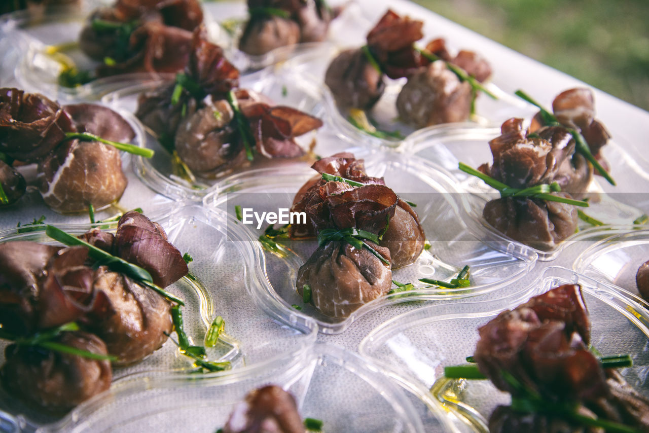 Elegant cheese and bresaola appetizers. high quality photo