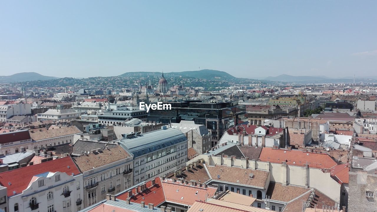 High angle view of cityscape against sky